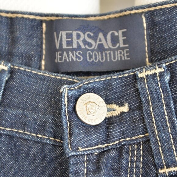 Versace Dark Wash Contrast Stitch Jeans Sz 28 - Picture 4 of 9